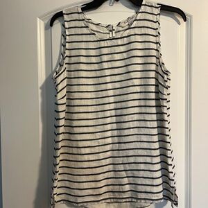 Ellen Tracy Navy and White Striped Tank Top